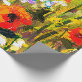 赤いケシの花畑 – オリジナル手作りのアブスター ラッピングペーパー (角)