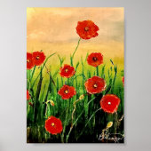 赤いケシの花畑 ポスター (正面)