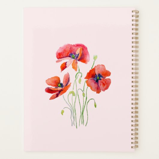 赤いケシの花絵を描手 プランナー手帳 (裏面)