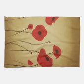 赤いケシの花 キッチンタオル (横)