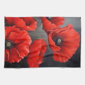 赤いケシの花 キッチンタオル (横)