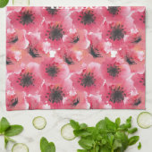 赤いケシの花 キッチンタオル (折り畳み)