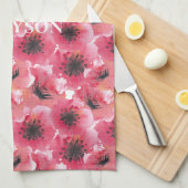 赤いケシの花 キッチンタオル (四つ折り)