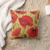 赤いケシの花 クッション (ブランケット)