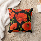 赤いケシの花 クッション (ブランケット)