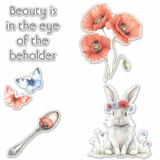 赤いケシの花 シール (正面)