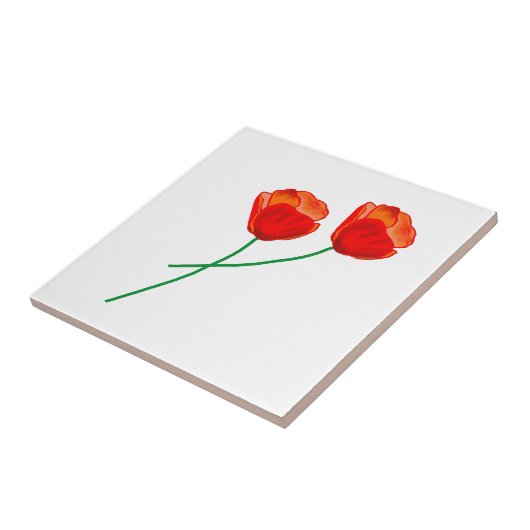 赤いケシの花 タイル (側面)