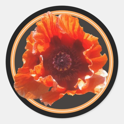 赤いケシの花 ラウンドシール (正面)