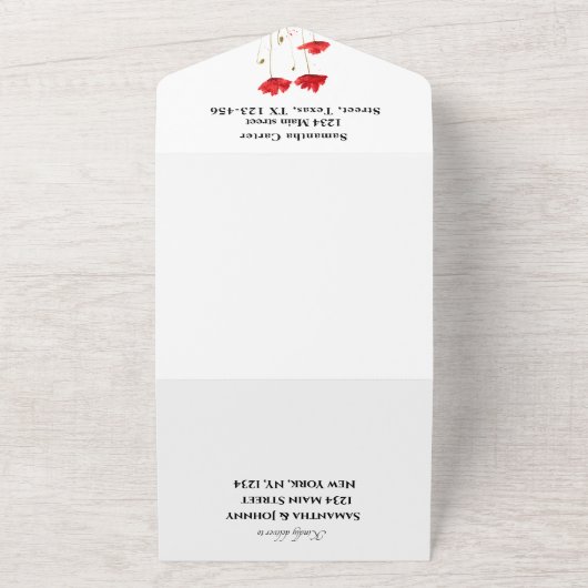 赤いケシの花 ワイルドフラワー 花のある風景 オールインワン招待状 (外側)