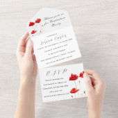 赤いケシの花 ワイルドフラワー 花のある風景 オールインワン招待状 (貼ってはがせる)