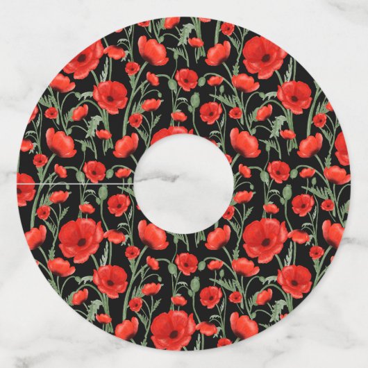 赤いケシの花 ワイングラスタグ (正面)