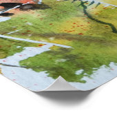 赤いケシの花、柔らかい水色。 ポスター (角)