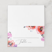 赤いケシの花。水彩フローラ結婚ズ プレイスカード (外部開封)