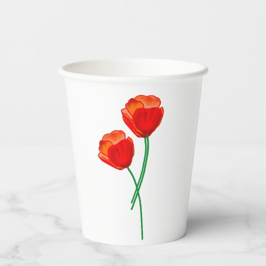 赤いケシの花 紙コップ (裏面)