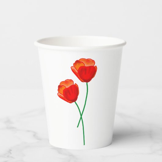 赤いケシの花 紙コップ (正面)