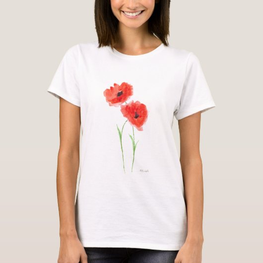 赤いケシの花 Tシャツ (正面)