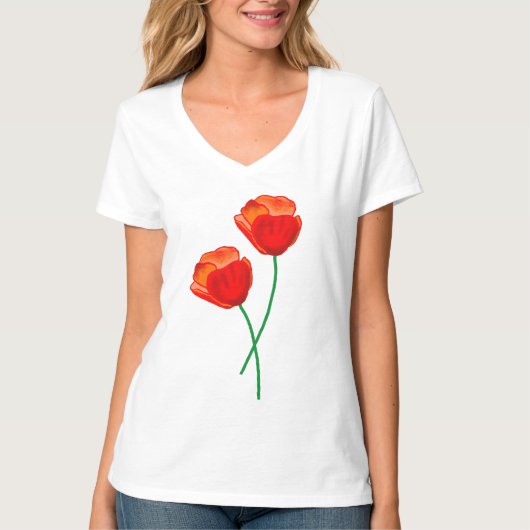 赤いケシの花 Tシャツ (正面)