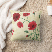 赤いケシの装飾用クッション クッション (ブランケット)
