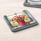 赤いケシの赤いコーヒースズ コースター (左側)