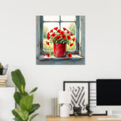 赤いケシの赤いコーヒースズ ポスター (ホームオフィス)