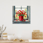 赤いケシの赤いコーヒースズ ポスター (キッチン)