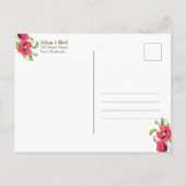 赤いケシの野生のフローラ結婚式の日付を保存 案内ポストカード (裏面)