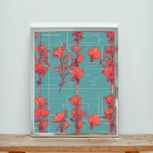 赤いケシの開花:シームレスな花のパターン フォトプリント
