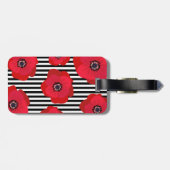赤いケシは及び-モノグラムの縞で飾ります ラゲッジタグ (裏面横)