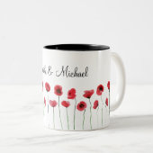 赤いケシは名を付けてマグカップ ツートーンマグカップ (正面右)