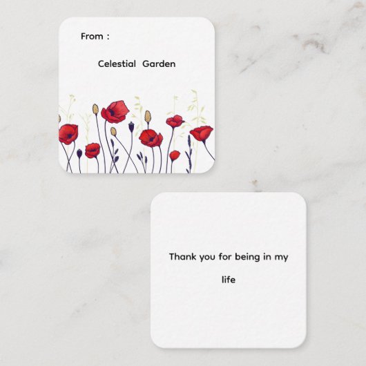 赤いケシエレガントス類 – 山花 スクエア名刺 (正面/裏面)