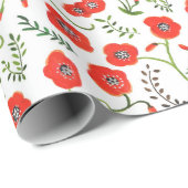 赤いケシモダンフローラ結婚ズ ラッピングペーパー (ロールコーナー)