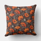 赤いケシ入り白黒ケシ畑フローラ クッション (裏面)