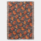 赤いケシ入り白黒ケシ畑フローラ スローブランケット (正面縦)