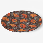 赤いケシ入り白黒ケシ畑フローラ ペーパープレート (アングル)