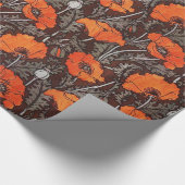 赤いケシ入り白黒ケシ畑フローラ ラッピングペーパー (角)