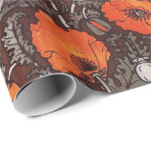 赤いケシ入り白黒ケシ畑フローラ ラッピングペーパー (ロールコーナー)