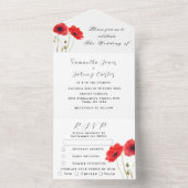 赤いケシ山花の水の色の結婚フローラA オールインワン招待状 (内側)