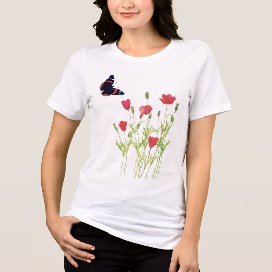 赤いケシ提督バタフライTシャツ トライブレンドＴシャツ (正面)