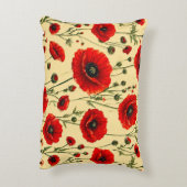赤いケシ柄 アクセントクッション (裏面(縦))