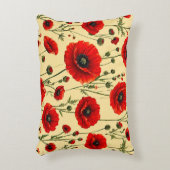 赤いケシ柄 アクセントクッション (正面(垂直))