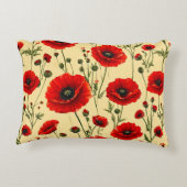 赤いケシ柄 アクセントクッション (裏面)