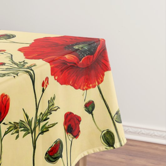 赤いケシ柄 テーブルクロス (インサイチュ)