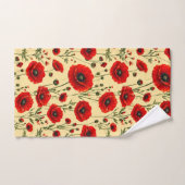 赤いケシ柄 バスタオルセット (ハンドタオル)