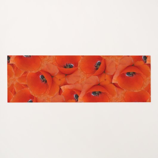 赤いケシ柄 ヨガマット (裏面(横))