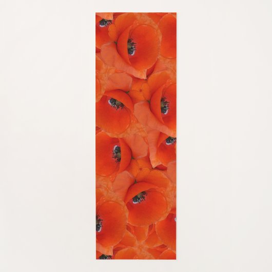 赤いケシ柄 ヨガマット (正面)