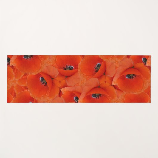 赤いケシ柄 ヨガマット (正面(横))