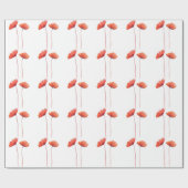 赤いケシ水彩ケシ水彩フローラ ラッピングペーパー (フラット)