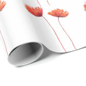 赤いケシ水彩ケシ水彩フローラ ラッピングペーパー (ロールコーナー)