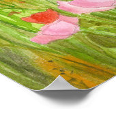 赤いケシ水彩フラワーズピケットフェンス ポスター (角)