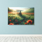 赤いケシ畑に一人の兵士 キャンバスプリント (インサイチュ (ウッドフロア))